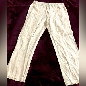 White linen pants
